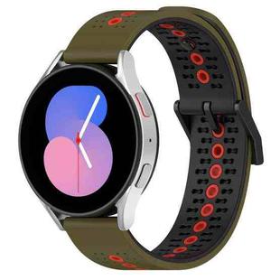 For Samsung Galaxy Watch5 44mm 20mm Tricolor Breathable Silicone Watch Band(Armygreen+Red)