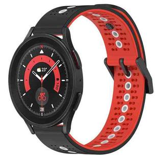 For Samsung Galaxy Watch5 Pro 45mm 20mm Tricolor Breathable Silicone Watch Band(Black+Red+White)