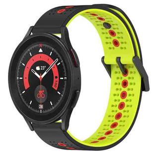 For Samsung Galaxy Watch5 Pro 45mm 20mm Tricolor Breathable Silicone Watch Band(Black+Lime+Red)