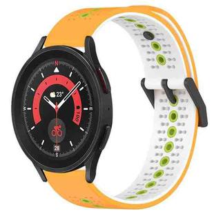 For Samsung Galaxy Watch5 Pro 45mm 20mm Tricolor Breathable Silicone Watch Band(Yellow+White+Lime)