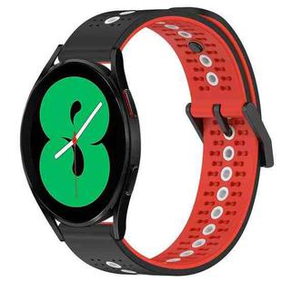 For Samsung Galaxy Watch4 44mm 20mm Tricolor Breathable Silicone Watch Band(Black+Red+White)