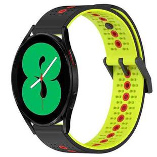 For Samsung Galaxy Watch4 44mm 20mm Tricolor Breathable Silicone Watch Band(Black+Lime+Red)