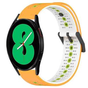 For Samsung Galaxy Watch4 44mm 20mm Tricolor Breathable Silicone Watch Band(Yellow+White+Lime)