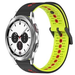 For Samsung  Galaxy Watch4 Classic 42mm 20mm Tricolor Breathable Silicone Watch Band(Black+Lime+Red)