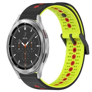 For Samsung  Galaxy Watch4 Classic 46mm 20mm Tricolor Breathable Silicone Watch Band(Black+Lime+Red)