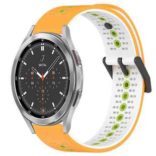 For Samsung  Galaxy Watch4 Classic 46mm 20mm Tricolor Breathable Silicone Watch Band(Yellow+White+Lime)
