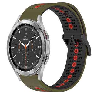 For Samsung  Galaxy Watch4 Classic 46mm 20mm Tricolor Breathable Silicone Watch Band(Armygreen+Red)