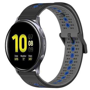 For Samsung Galaxy Watch Active2 44mm 20mm Tricolor Breathable Silicone Watch Band(Black+Grey+Blue)