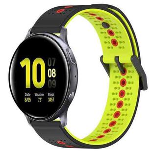 For Samsung Galaxy Watch Active2 44mm 20mm Tricolor Breathable Silicone Watch Band(Black+Lime+Red)