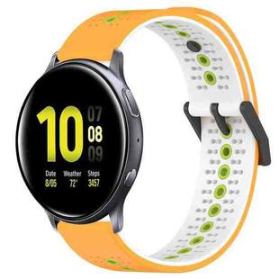 For Samsung Galaxy Watch Active2 44mm 20mm Tricolor Breathable Silicone Watch Band(Yellow+White+Lime)
