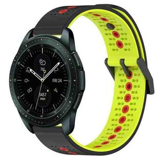 For Samsung Galaxy Watch 42mm 20mm Tricolor Breathable Silicone Watch Band(Black+Lime+Red)