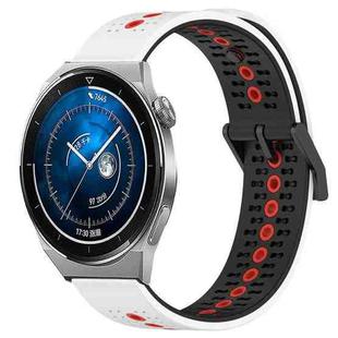 For Huawei Watch GT3 Pro 43mm 20mm Tricolor Breathable Silicone Watch Band(White+Black+Red)