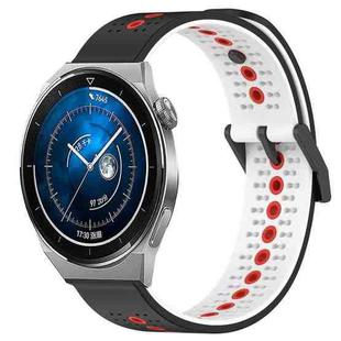 For Huawei Watch GT3 Pro 43mm 20mm Tricolor Breathable Silicone Watch Band(Black+White+Red)