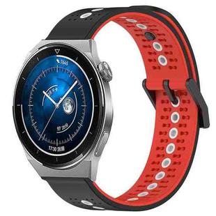 For Huawei Watch GT3 Pro 43mm 20mm Tricolor Breathable Silicone Watch Band(Black+Red+White)