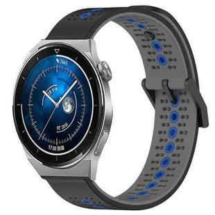 For Huawei Watch GT3 Pro 43mm 20mm Tricolor Breathable Silicone Watch Band(Black+Grey+Blue)