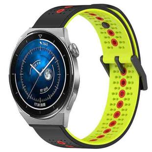 For Huawei Watch GT3 Pro 43mm 20mm Tricolor Breathable Silicone Watch Band(Black+Lime+Red)
