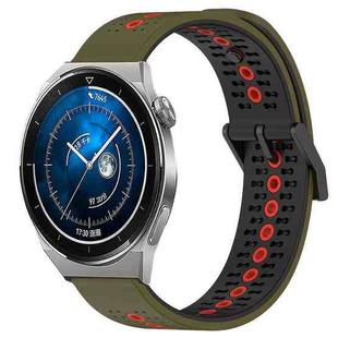 For Huawei Watch GT3 Pro 43mm 20mm Tricolor Breathable Silicone Watch Band(Armygreen+Red)