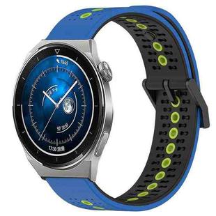 For Huawei Watch GT3 Pro 43mm 20mm Tricolor Breathable Silicone Watch Band(Blue+Black+Lime)