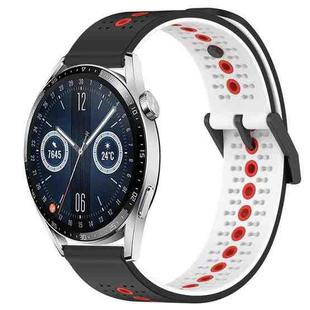 For Huawei Watch GT3 42mm 20mm Tricolor Breathable Silicone Watch Band(Black+White+Red)