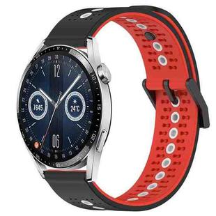 For Huawei Watch GT3 42mm 20mm Tricolor Breathable Silicone Watch Band(Black+Red+White)