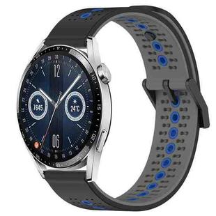 For Huawei Watch GT3 42mm 20mm Tricolor Breathable Silicone Watch Band(Black+Grey+Blue)