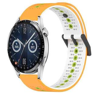 For Huawei Watch GT3 42mm 20mm Tricolor Breathable Silicone Watch Band(Yellow+White+Lime)