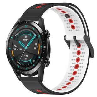 For Huawei Watch GT2 42mm 20mm Tricolor Breathable Silicone Watch Band(Black+White+Red)