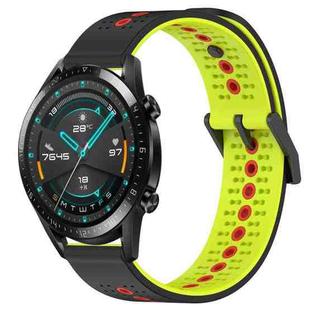 For Huawei Watch GT2 42mm 20mm Tricolor Breathable Silicone Watch Band(Black+Lime+Red)