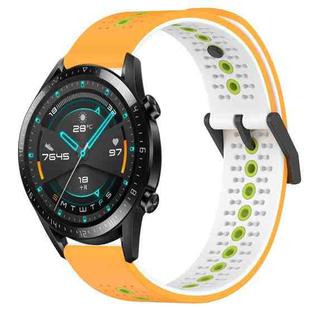 For Huawei Watch GT2 42mm 20mm Tricolor Breathable Silicone Watch Band(Yellow+White+Lime)