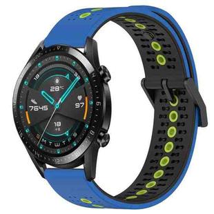 For Huawei Watch GT2 42mm 20mm Tricolor Breathable Silicone Watch Band(Blue+Black+Lime)