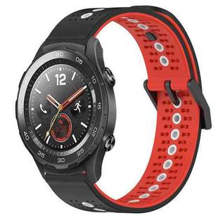 For Huawei Watch 2 20mm Tricolor Breathable Silicone Watch Band(Black+Red+White)