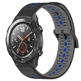 For Huawei Watch 2 20mm Tricolor Breathable Silicone Watch Band(Black+Grey+Blue)
