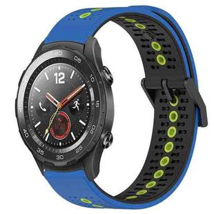 For Huawei Watch 2 20mm Tricolor Breathable Silicone Watch Band(Blue+Black+Lime)