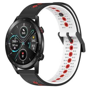 For Honor Magic Watch2 42mm 20mm Tricolor Breathable Silicone Watch Band(Black+White+Red)