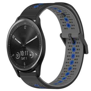 For Garmin Vivomove Sport 20mm Tricolor Breathable Silicone Watch Band(Black+Grey+Blue)