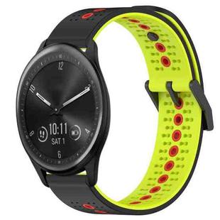For Garmin Vivomove Sport 20mm Tricolor Breathable Silicone Watch Band(Black+Lime+Red)