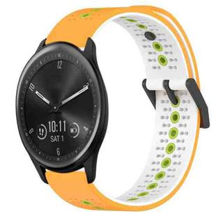 For Garmin Vivomove Sport 20mm Tricolor Breathable Silicone Watch Band(Yellow+White+Lime)