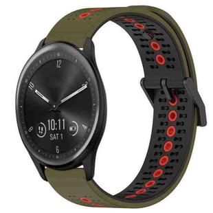 For Garmin Vivomove Sport 20mm Tricolor Breathable Silicone Watch Band(Armygreen+Red)