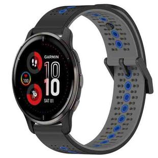 For Garmin Venu 2 Plus 20mm Tricolor Breathable Silicone Watch Band(Black+Grey+Blue)