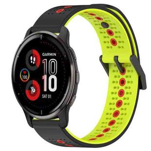 For Garmin Venu 2 Plus 20mm Tricolor Breathable Silicone Watch Band(Black+Lime+Red)