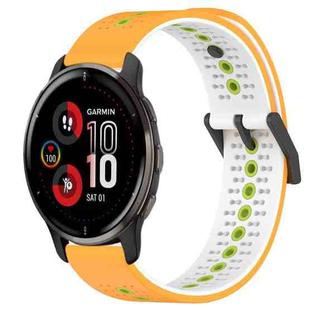 For Garmin Venu 2 Plus 20mm Tricolor Breathable Silicone Watch Band(Yellow+White+Lime)
