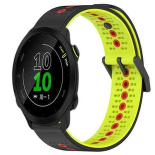 For Garmin Forerunner 158 20mm Tricolor Breathable Silicone Watch Band(Black+Lime+Red)