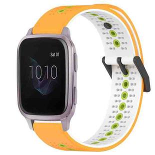 For Garmin Venu SQ 20mm Tricolor Breathable Silicone Watch Band(Yellow+White+Lime)