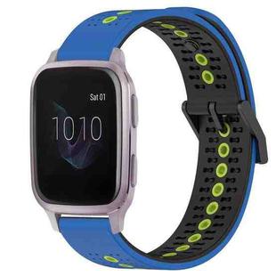 For Garmin Venu SQ 20mm Tricolor Breathable Silicone Watch Band(Blue+Black+Lime)