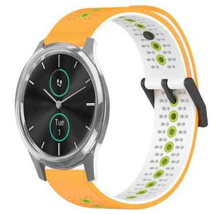 For Garminmove Luxe 20mm Tricolor Breathable Silicone Watch Band(Yellow+White+Lime)