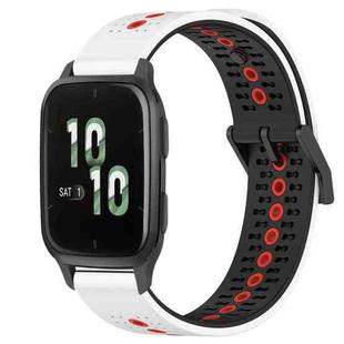 For Garmin Forerunner Sq2 20mm Tricolor Breathable Silicone Watch Band(White+Black+Red)