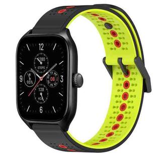 For Amazfit GTS 4 20mm Tricolor Breathable Silicone Watch Band(Black+Lime+Red)