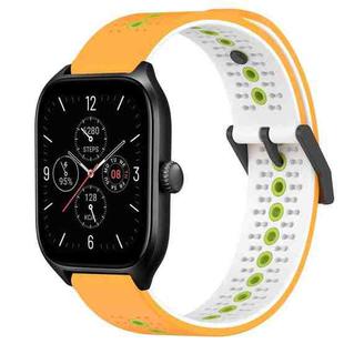 For Amazfit GTS 4 20mm Tricolor Breathable Silicone Watch Band(Yellow+White+Lime)