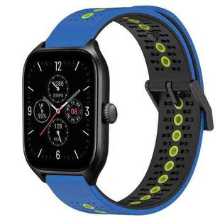 For Amazfit GTS 4 20mm Tricolor Breathable Silicone Watch Band(Blue+Black+Lime)