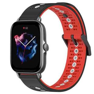 For Amazfit GTS 3 20mm Tricolor Breathable Silicone Watch Band(Black+Red+White)